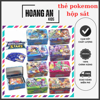 Thẻ pokemon, thẻ bài pokemon hộp sắt 70 lá thẻ VIP