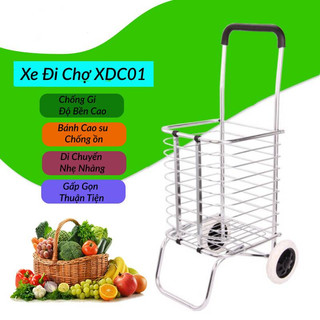 Xe Đẩy ĐI Siêu Thị, Đi Chợ Có Giỏ Hàng Cỡ Lớn Cao Cấp Nhập Khẩu-XDC02