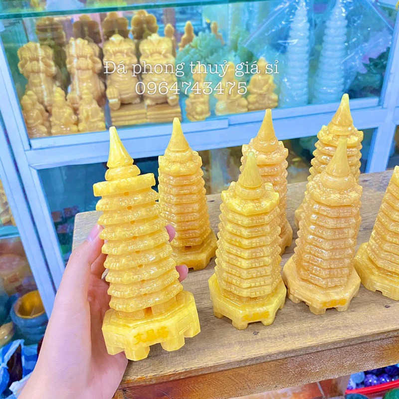 Tháp văn xương ngọc hoàng long vàng kiểm định 15 cm 18 cm