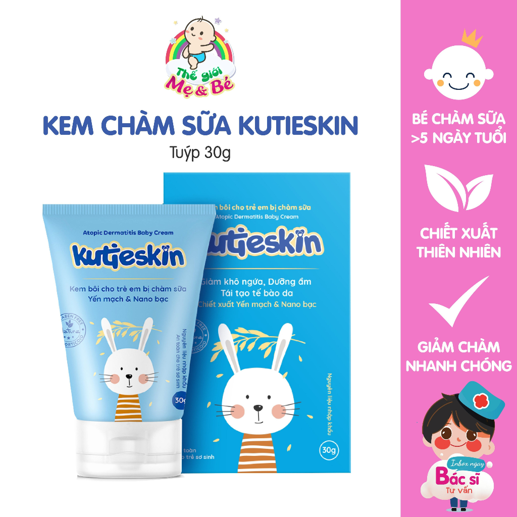 Kutieskin - Kem chữa chàm, da cơ địa, mụn sữa cho bé từ sơ sinh (Tuýp 30g)