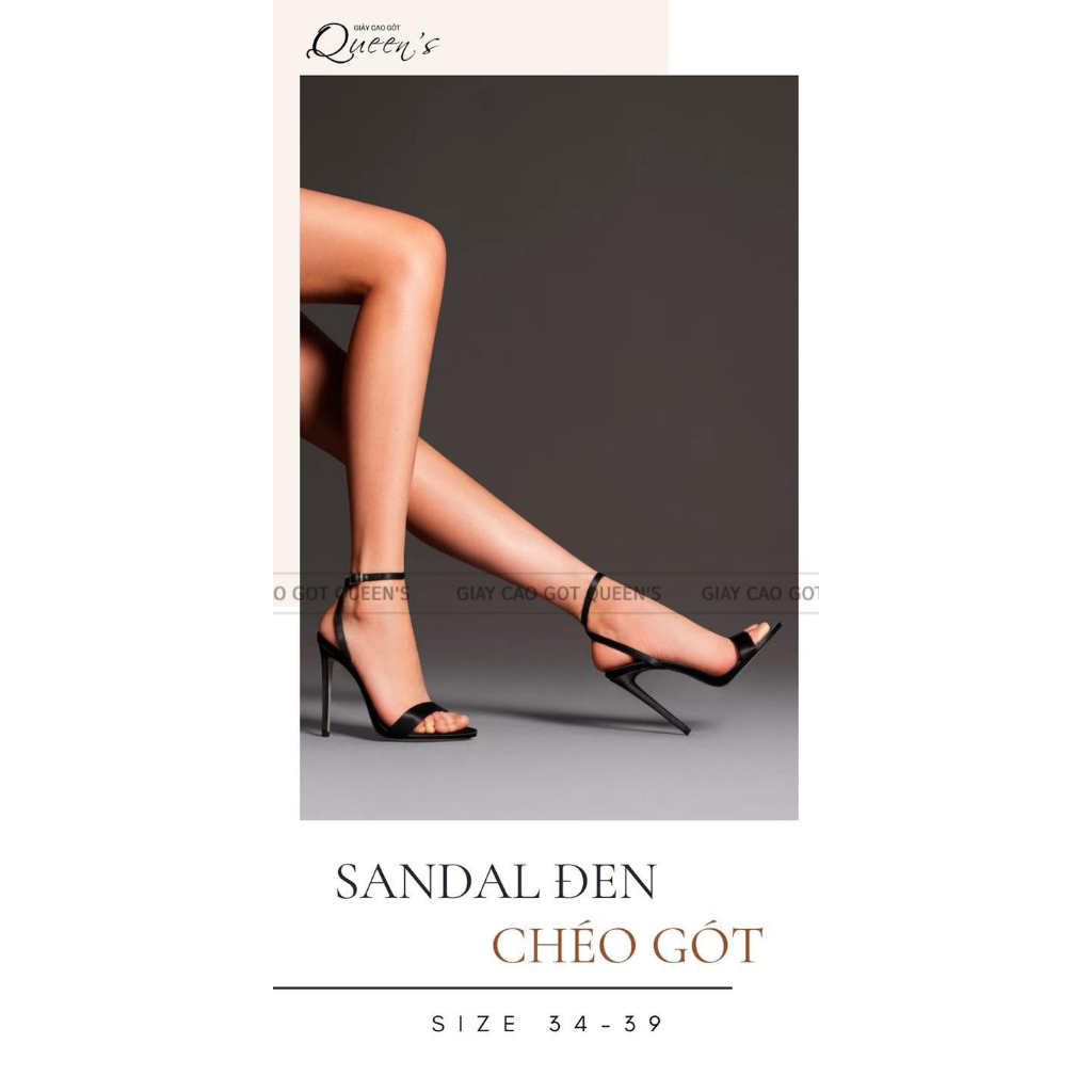 Sandal hở gót chất lụa satin cao cấp, màu đen, cao 8-10-11cm