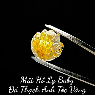 Mặt hồ ly thạch anh tóc vàng tự nhiên size baby