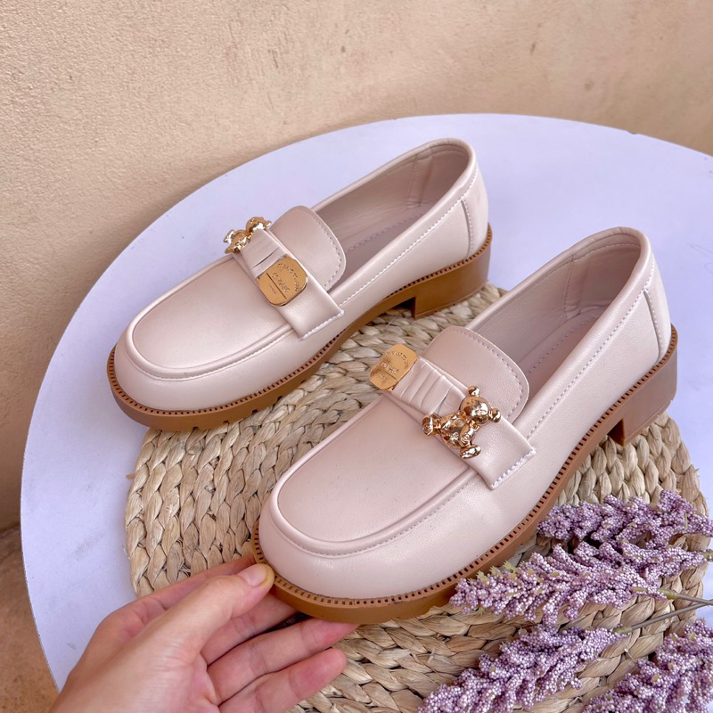 Giầy đốc nơ gấu chất da thật siêu mềm siêu dày dặn