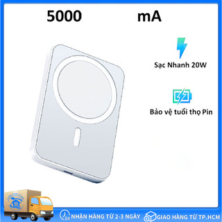 Sạc dự phòng không dây Ip từ tính, Sạc dự phòng không dây sạc nhanh pin 5000 mah mini nhỏ gọn cao cấp hỗ trợ cho Ip 12 1