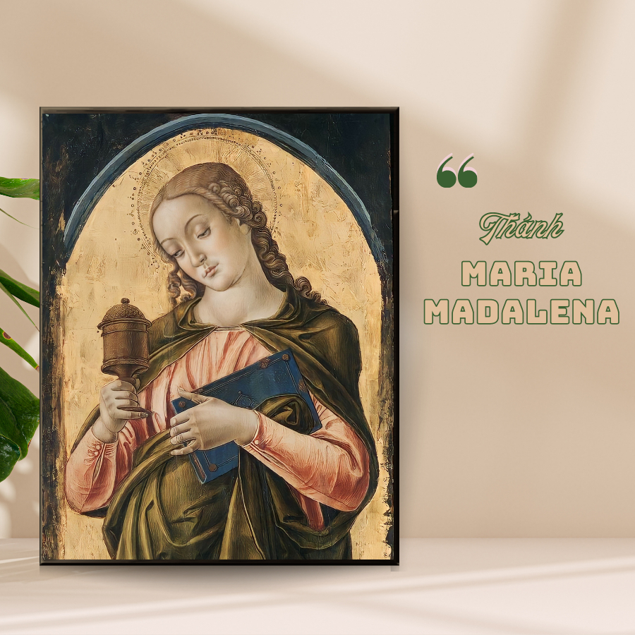 Tranh Thánh Maria Madalena - Tranh Gỗ Tặng Bổn Mạng