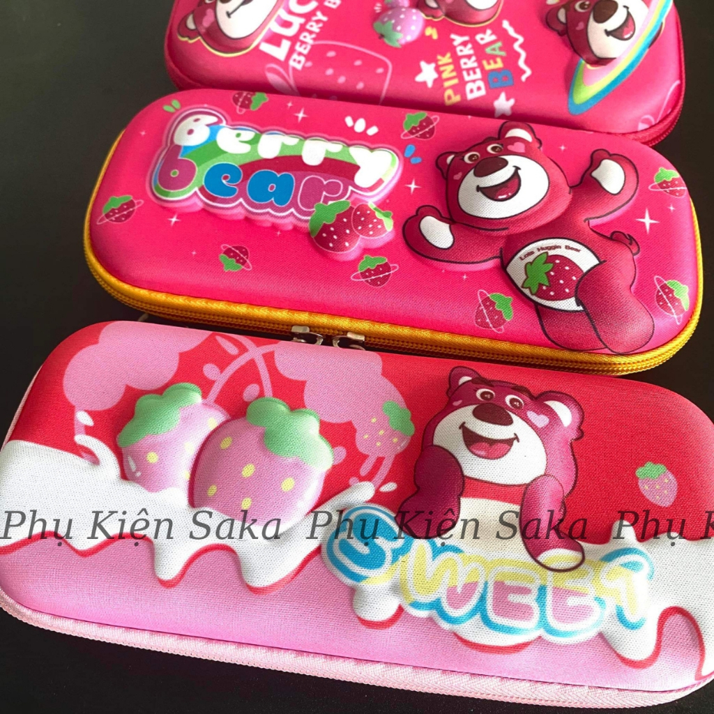 Hộp Bút Gấu Dâu - Hộp Đựng Bút Gấu Dâu Lotso Cute 3d Nhiều Ngăn Dễ Thương Học Sinh/Cho bé Giá Rẻ Saka