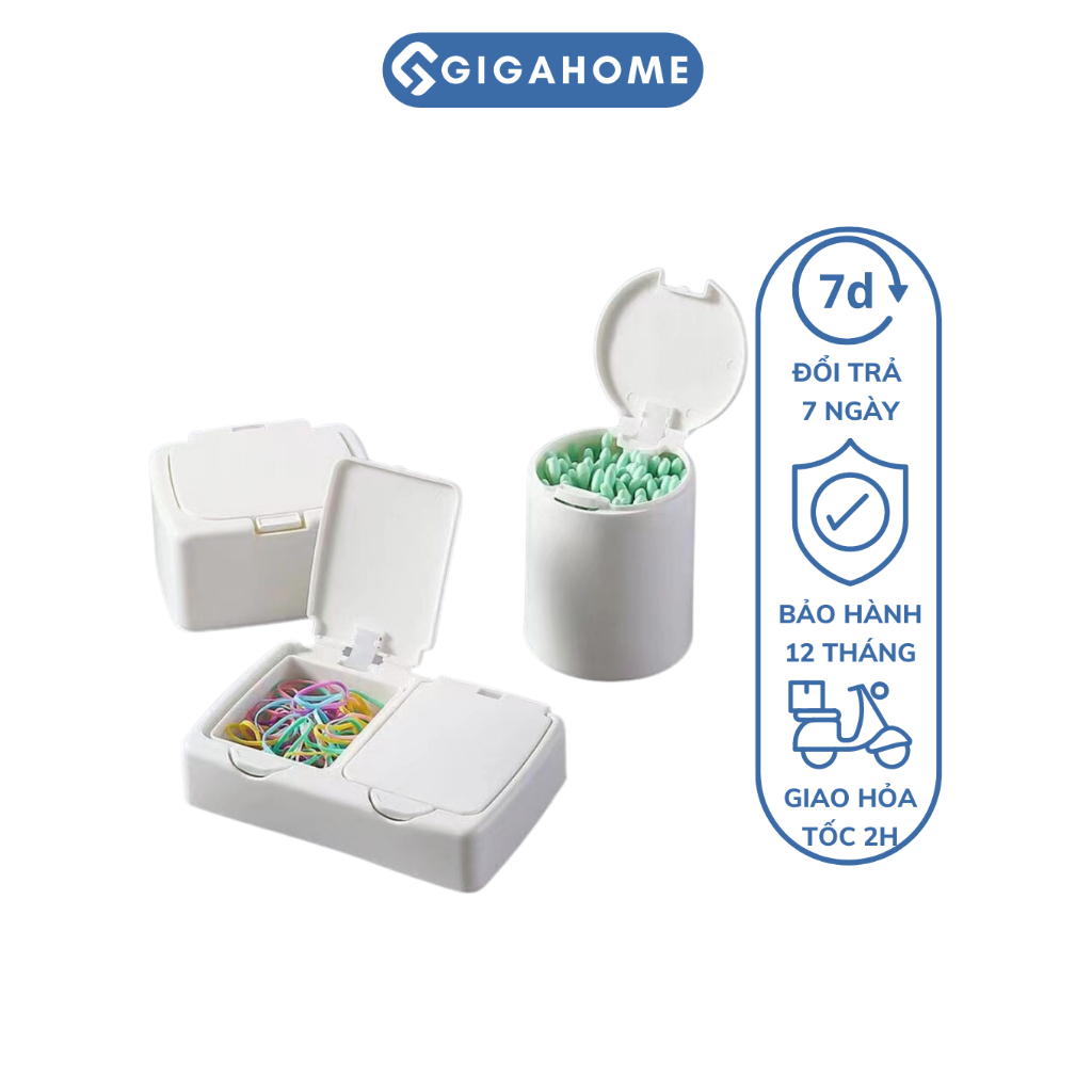 Hộp Đựng Tăm Bông, Bông Tẩy Trang, Bảo Quản Trang Sức Mini Nắp Lật Đa Năng GIGAHOME 981