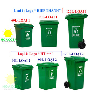 Thùng Rác Công Cộng Hiệp Thành 60L/ 90L/ 120L CHÍNH HÃNG- Cứng Cáp, Bền Lâu, Tiện Dụng- Đồ Gia Dụng Hoacosa.