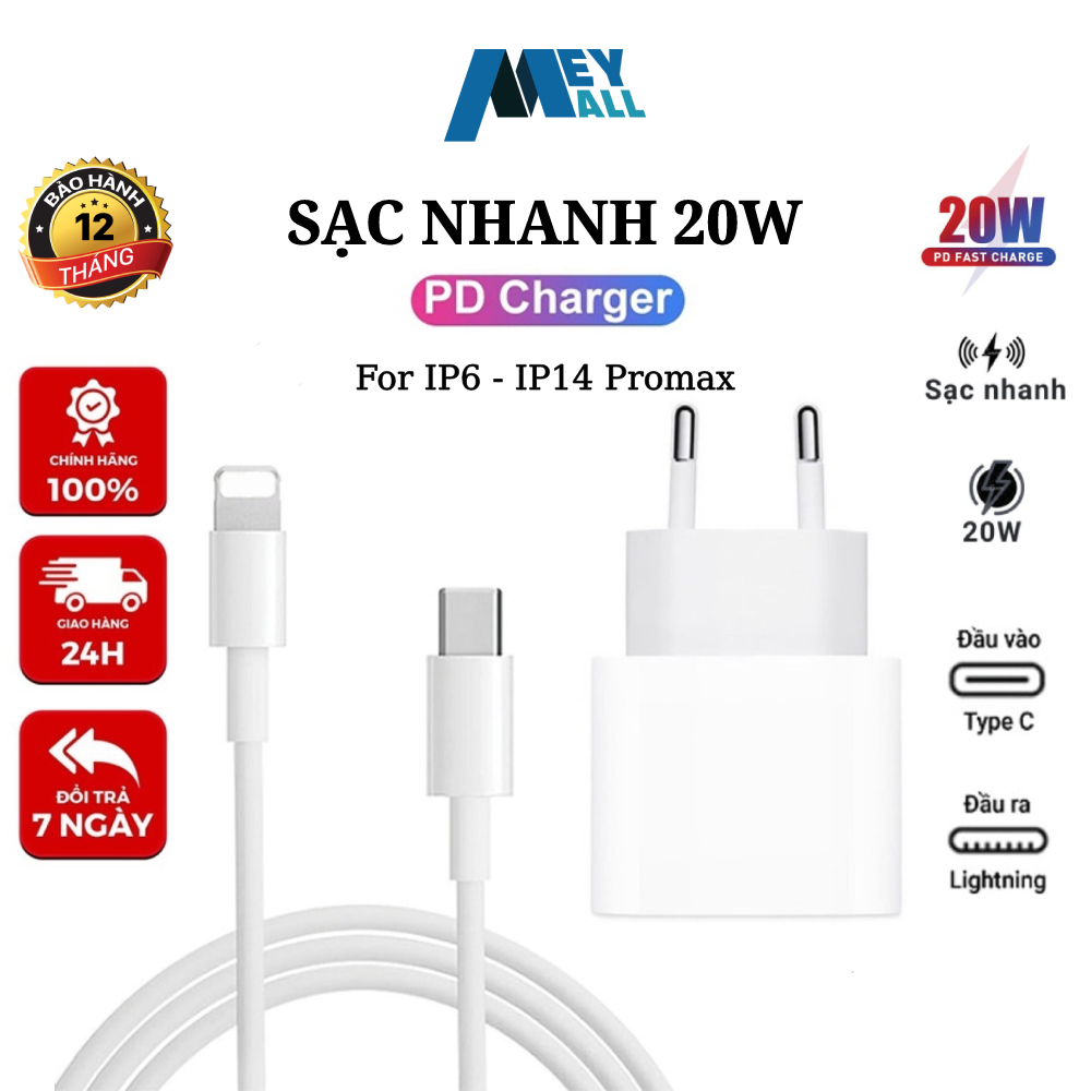 Sạc nhanh PD 20W - Bảo hành 1năm - MeyMall shop.