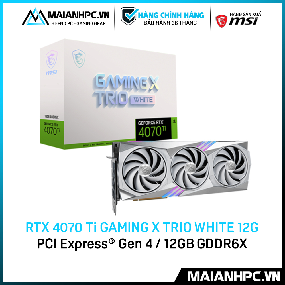 VGA Card màn hình MSI GeForce RTX 4070 Ti GAMING X TRIO WHITE 12G