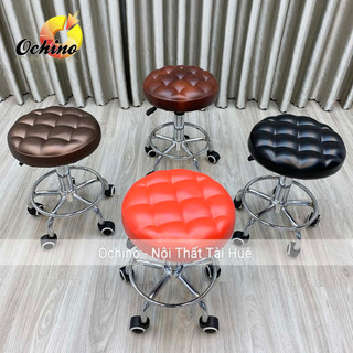 Ghế Spa Tròn Trơn Chân Xoay Loại đẹp, GHẾ XOAY 360 ĐỘ SPA Dành cho phun săm, nối mi, cắt tóc và gội đầu (hàng có sẵn)