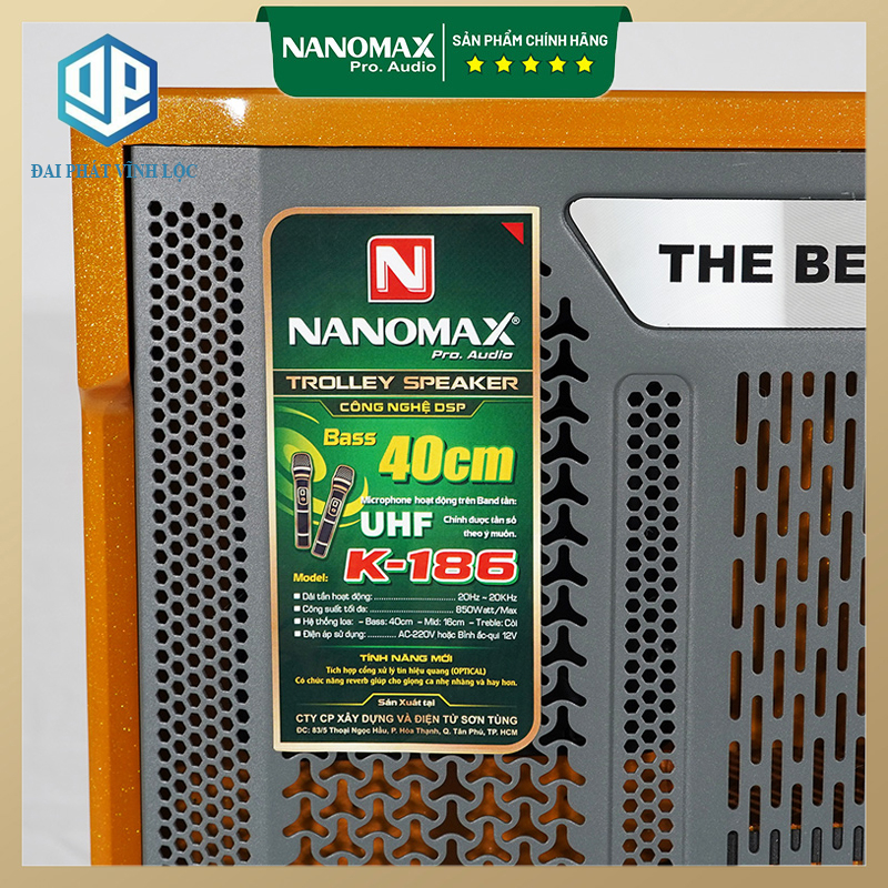 Loa Kéo Karaoke Công Suất Lớn 850w Nanomax K-186 Bass 40cm Tặng Kèm Cặp Micro Hát Karaoke Cao Cấp | Loa Kéo Giá Rẻ
