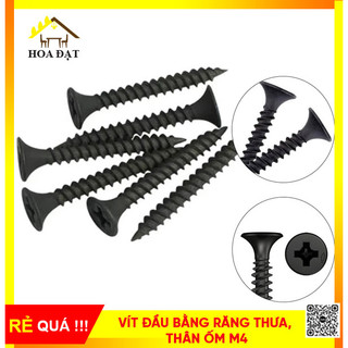 Vít đầu bằng răng thưa, thân ốm m4, màu đen – bịch 1kg