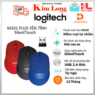 Chuột không dây Yên lặng Logitech M331 Silent, Đệm đỡ tay silicon cao cấp, Công thái học ôm tay, Kết nối Usb