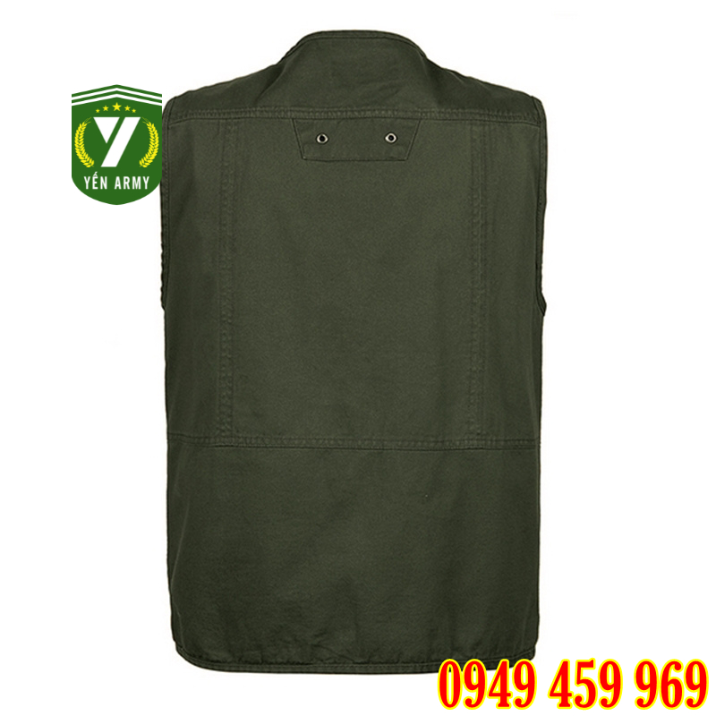 Áo Gile Lính Mỹ - Áo Khoác Gile Hàng Kaki 2 Lớp Xịn Màu Xanh Rêu / Be Kem - Mã GL015