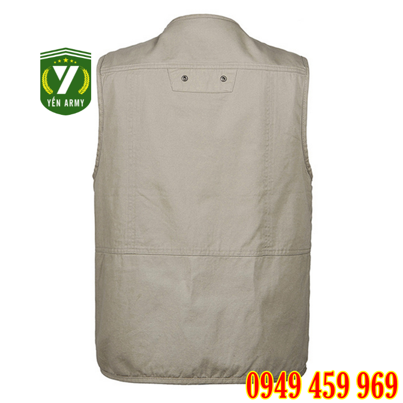 Áo Gile Lính Mỹ - Áo Khoác Gile Hàng Kaki 2 Lớp Xịn Màu Xanh Rêu / Be Kem - Mã GL015