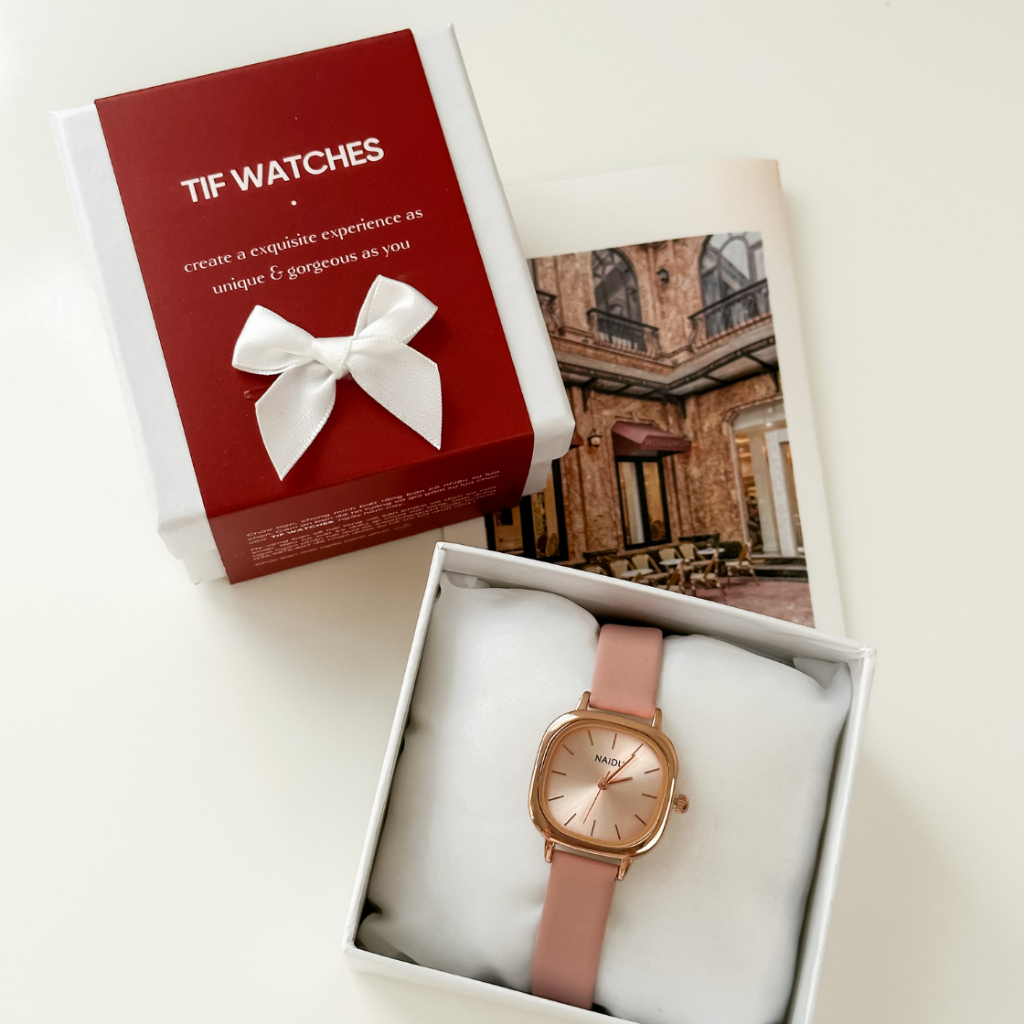 Đồng Hồ Dây Da Nữ NADU Classic Tif Watches Đeo Tay Thon Gọn Tiểu Thư Dễ Thương