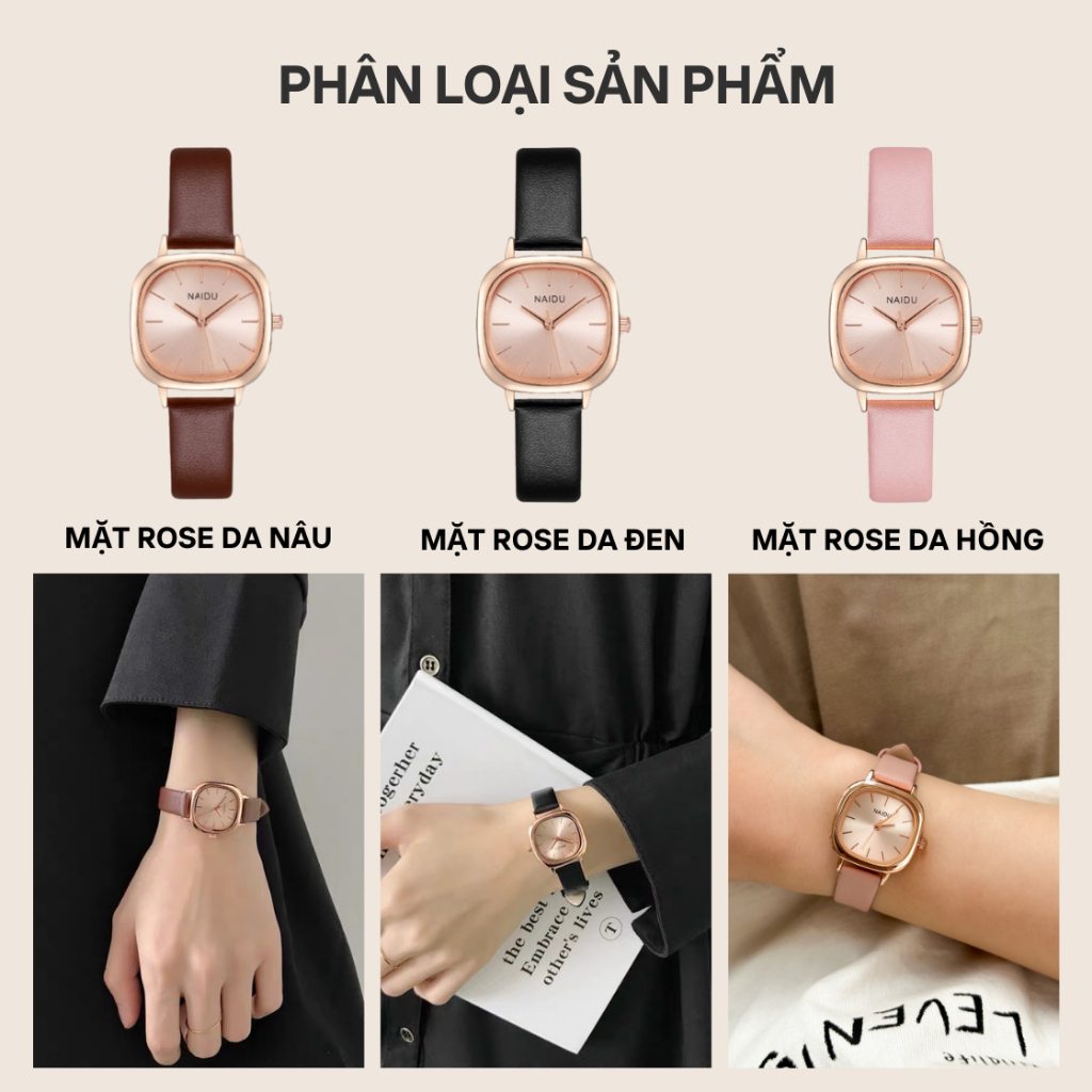 Đồng Hồ Dây Da Nữ NADU Classic Tif Watches Đeo Tay Thon Gọn Tiểu Thư Dễ Thương