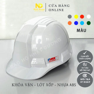 Mũ bảo hộ lao động khoá vặn lót xốp nhựa tốt HPS4, Nón bảo hộ công trình công nhân, kĩ sư màu trắng