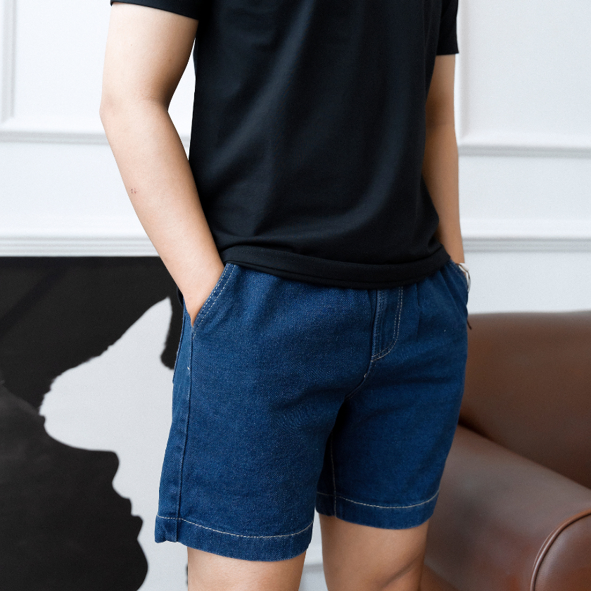 Quần short jeans nam cao cấp BAMIHOME quần đùi Jean vải dày đẹp không bay màu dễ phối đồ QJ03