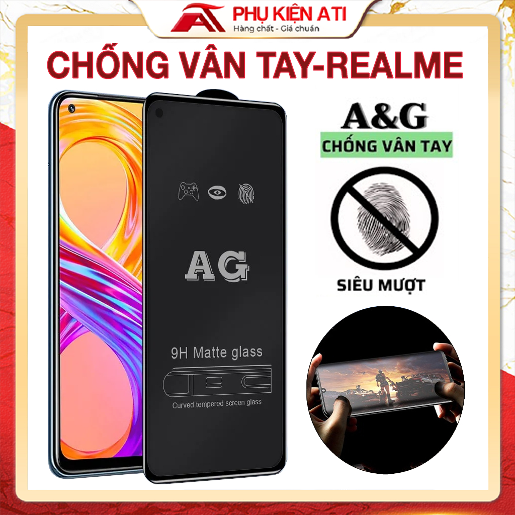 Kính cường lực Realme C55 C30s C35 C25 C21y C33 C12 C15 C20 C25 C25s Realme 9 9i Realme 10 8 7 5Pro chống vân tay [AG]