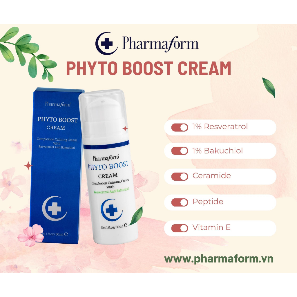 Pharmaform Tranexamic acid + C12 L-AA pure bright + Phyto Boost Cream sáng da chống oxi hóa