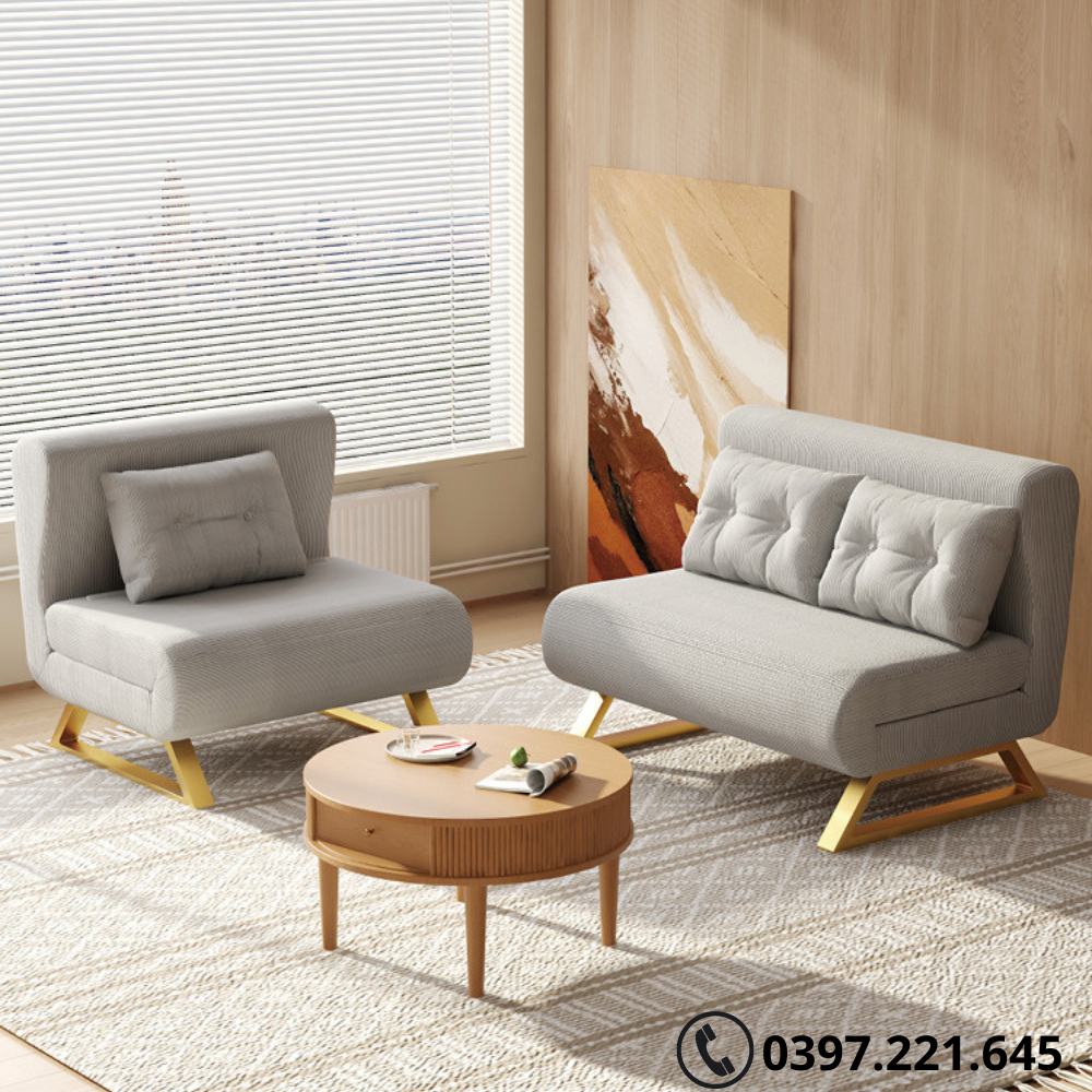 Ghế sofa giường gấp gọn khung thép có khóa kéo để WC,Giường sofa gấp ngọn vải nhung cao cấp chịu tải 400kg