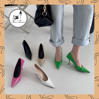 (8CM-FORM 1.5) Giày cao gót mũi nhọn hậu vuông Âu Mỹ 8cm (loại 6cm ở link khác)-8cm-5màu-THAO CLOVER-SSQ-3212-1