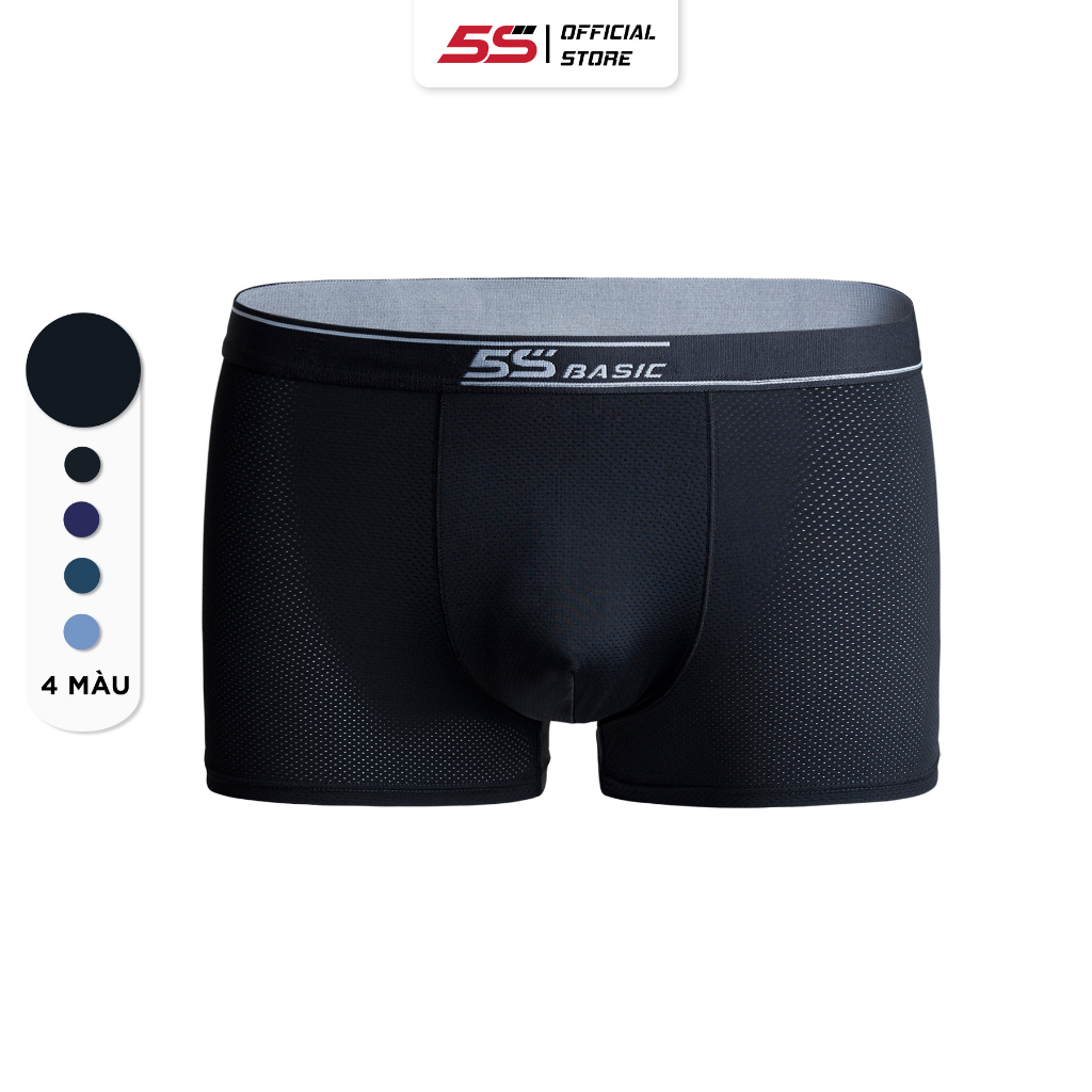 Quần Sịp Đùi Nam 5S FASHION Màu Đen, Chất Mềm Mát, Thiết Kế Dệt Đục Lỗ Thoáng Khí, Cạp Dệt Co Giãn, Dễ Chịu (BOX23001)