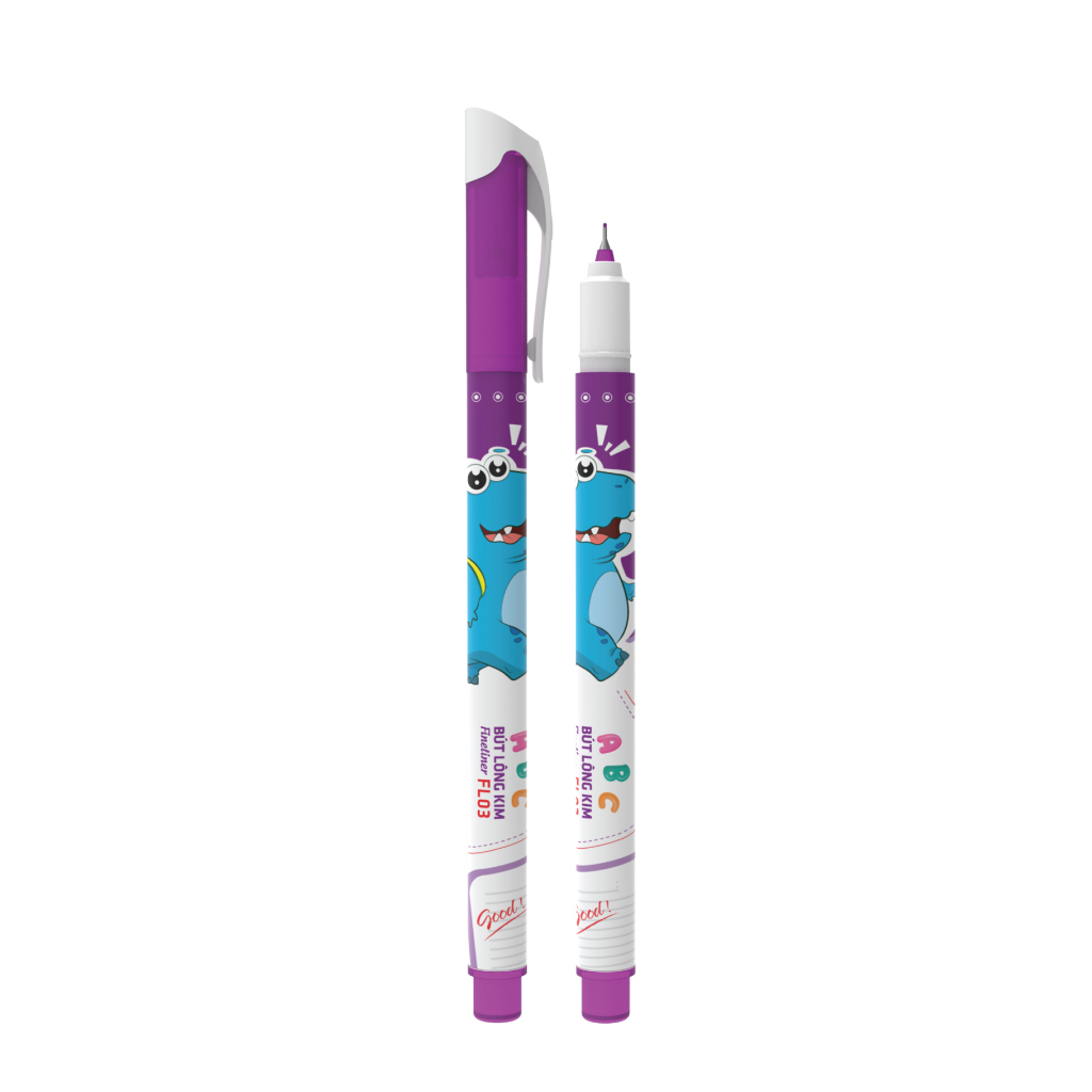 Bút lông kim Smartkids Dino FL03 (0.4mm) mực tím, mực xanh dành cho bé tiểu học cấp 1 từ 5 đến 10 tuổi ( 1 cây )