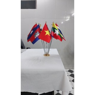 Bộ Cờ Để Bàn Mini Cắm 10 Nước ( Cán Kim Loại- Lá Cờ Chọn Theo Yêu Cầu)
