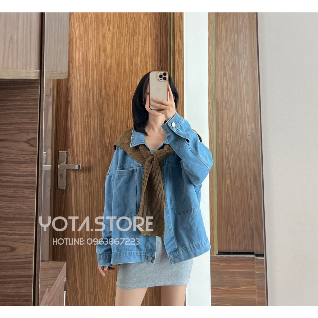 Áo khoác jeans kèm khăn - G019
