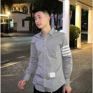 Áo sơmi nam nữ Thome vạch tay may, Chất lụa nến cao cấp