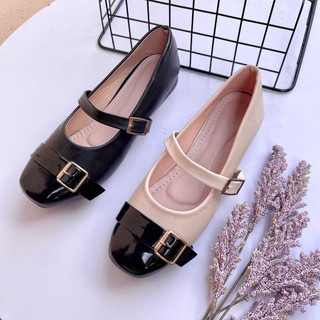 Giày búp bê nữ đế bệt phối màu quai ngang