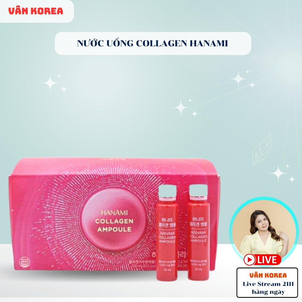 Nước uống Collagen Hanami LG cao cấp Hàn Quốc hộp 28 Lọx 25ml, làm đẹp da và chống lão hoá