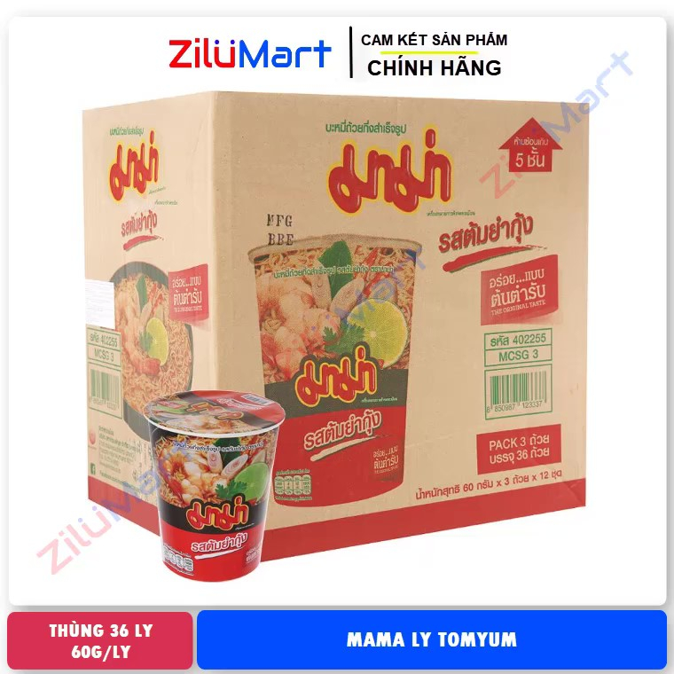 Mì ly Mama vị Tomyum (thùng 36 ly) loại 60g