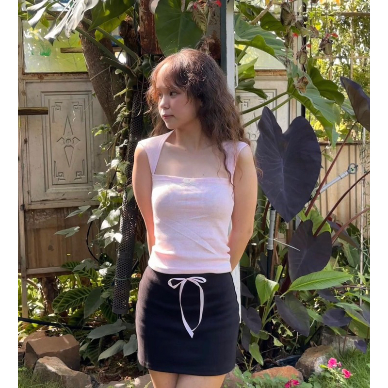 Aurora.loriee Chân váy đính nơ dễ thương form mini skirt