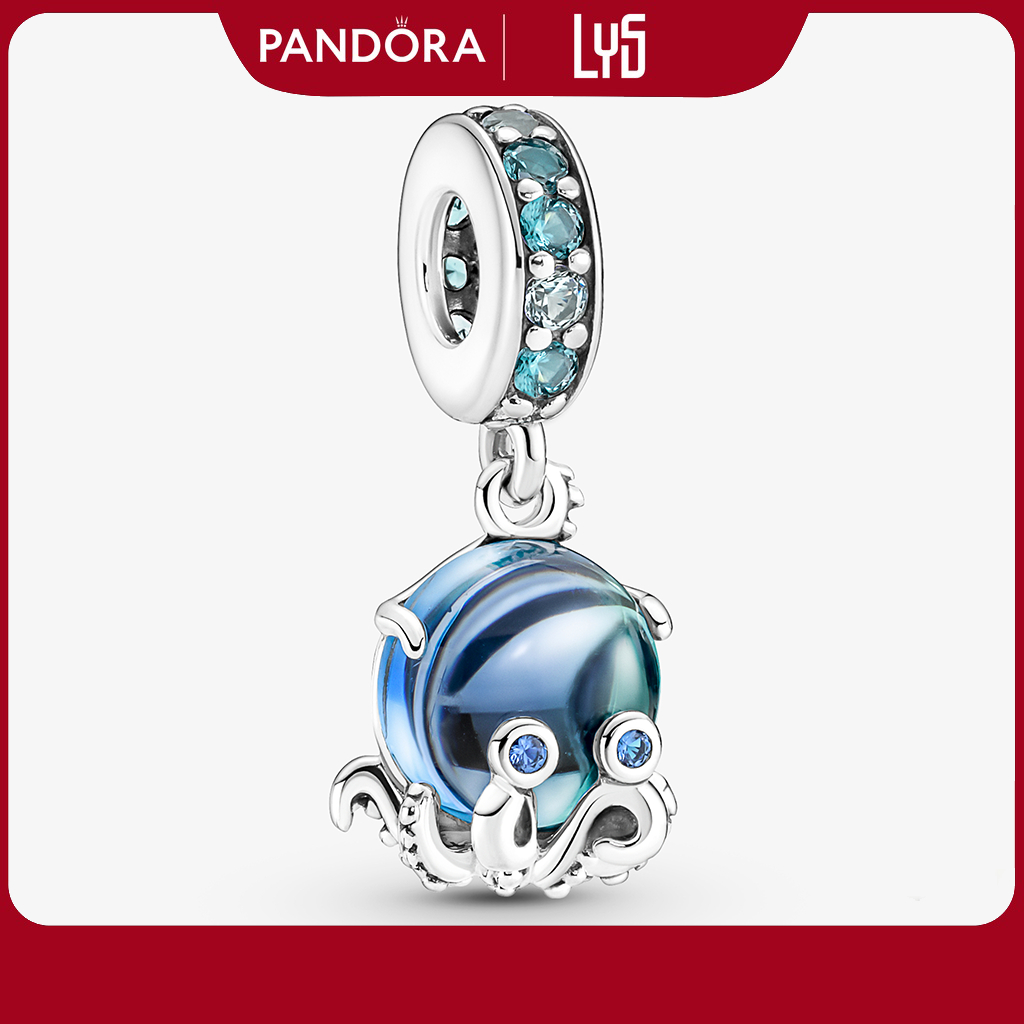 Charm Pandora hình con bạch tuộc Murano Glass Cute Octopus Dangle Charm 1195 - Bạc S925