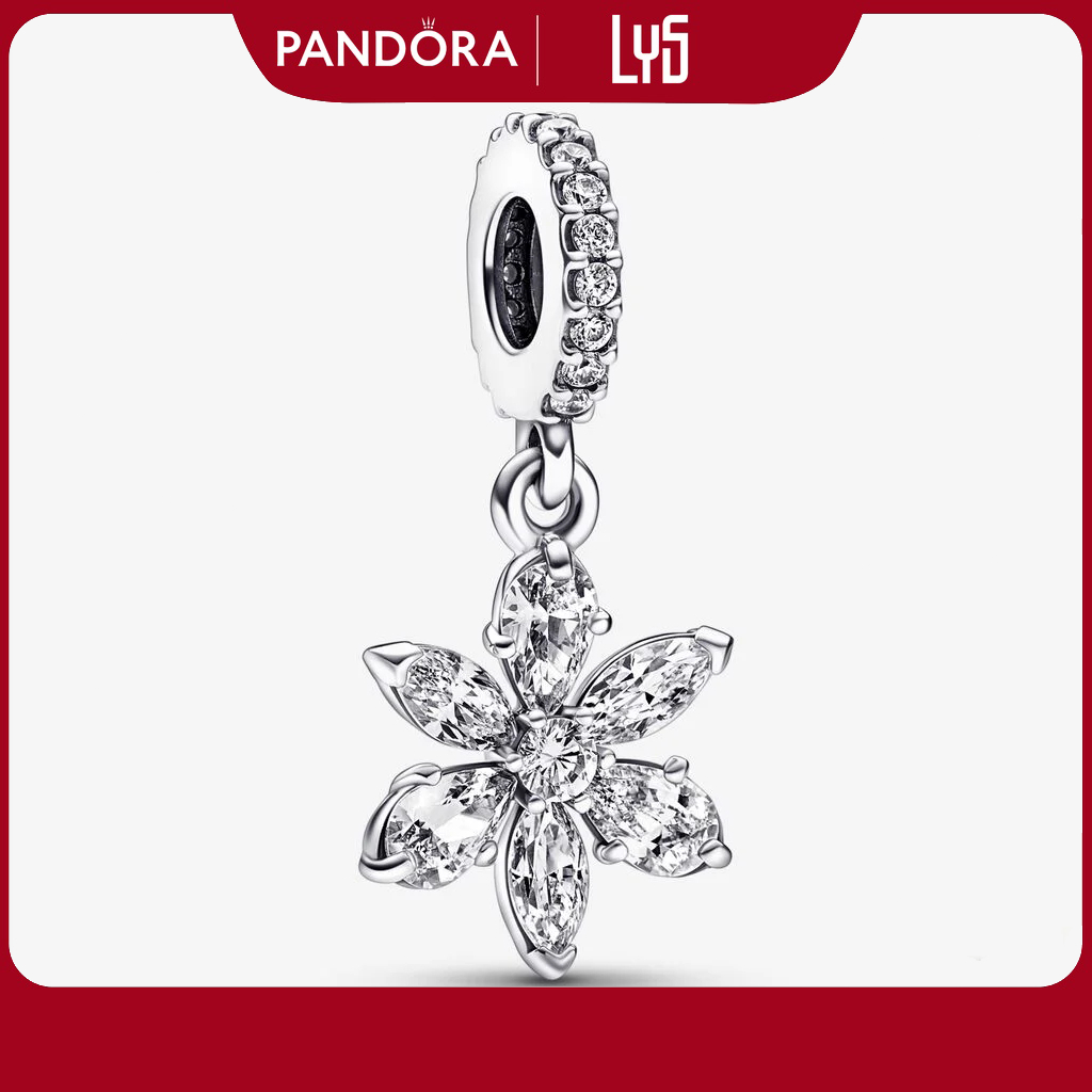 Charm Pandora Sparkling Herbarium Cluster Dangle Charm bông tuyết đá trắng 1180 - Bạc S925