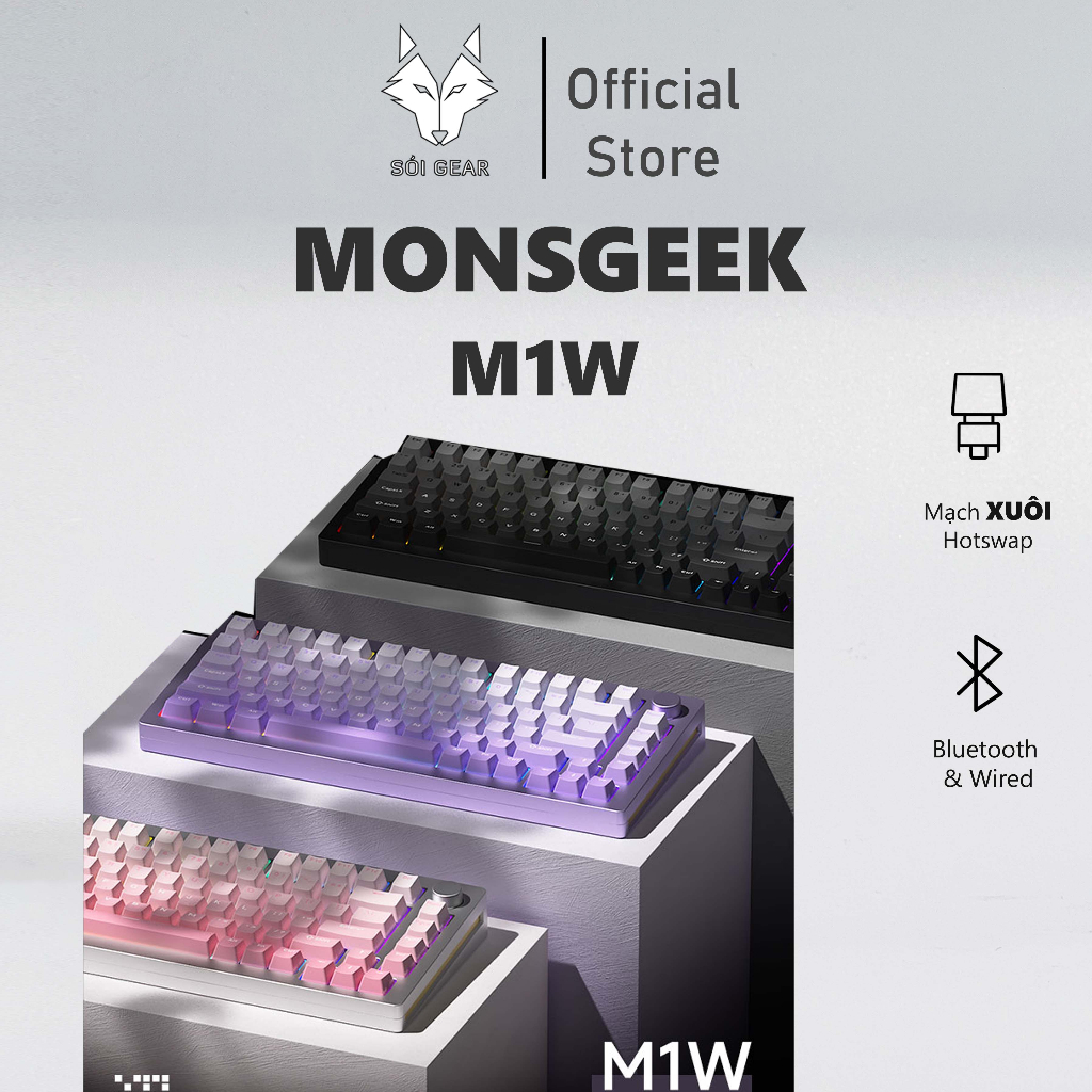 Bàn phím cơ Monsgeek M1W | Case nhôm | RGB | Mạch xuôi | Hotswap | Gasket Mount
