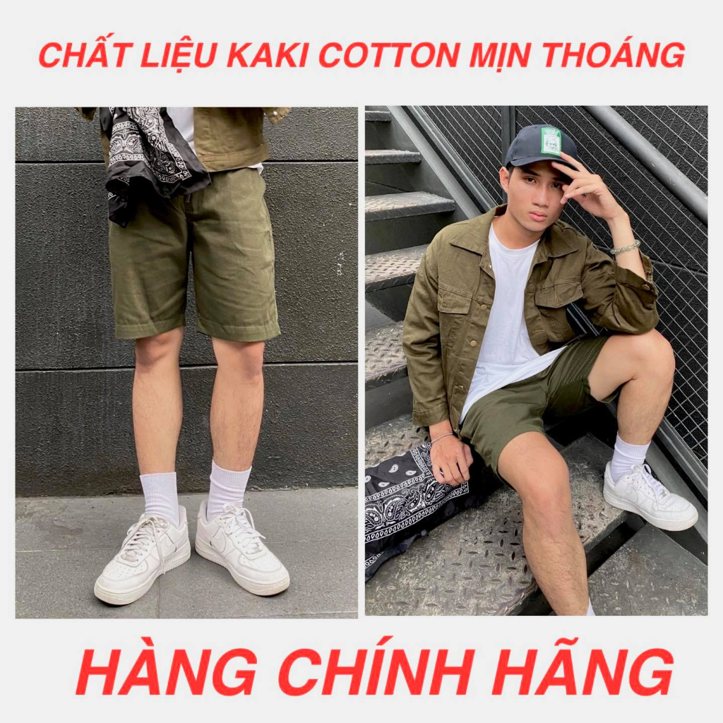 Quần short Nam lưng thun, chất kaki cotton, hàng chính hãng AGE2X, mềm mát