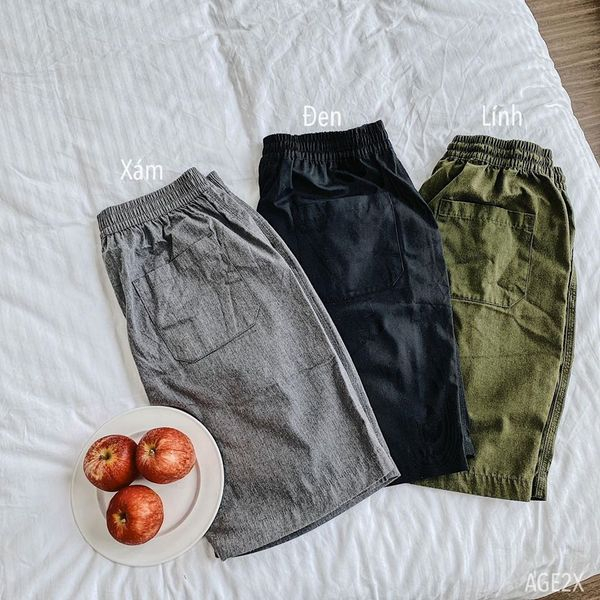 Quần short Nam lưng thun, chất kaki cotton, hàng chính hãng AGE2X, mềm mát