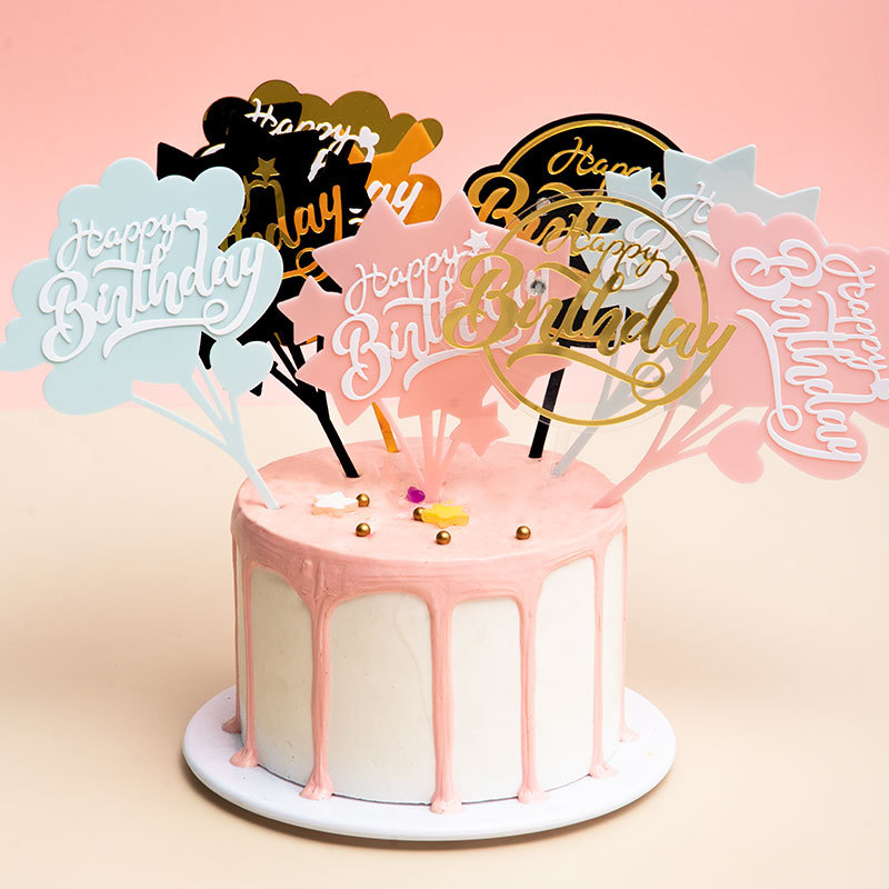 10 Meka 2 Lớp Chữ Happy Birthday Trang Trí Bánh Kem