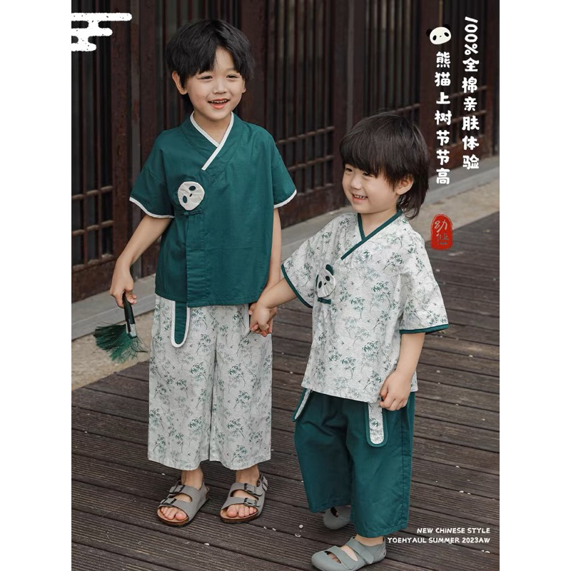 Set YoYo áo + quần gấu trúc phong cách Nhật cho bé