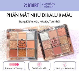  Bảng phấn mắt 9 màu trang điểm mắt tạo khối và kẻ mắt nhũ kim tuyến Dikalu Ova 