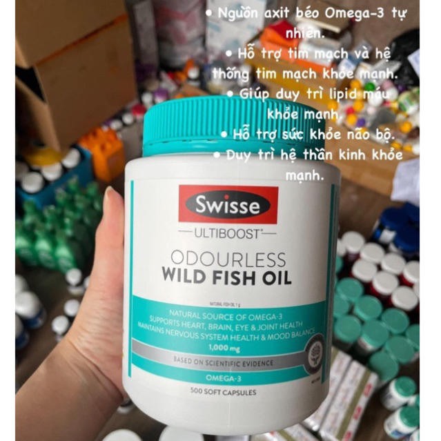 Dầu cá không mùi Swisse Odourless Wild Fish Oil 1000mg 500 viên