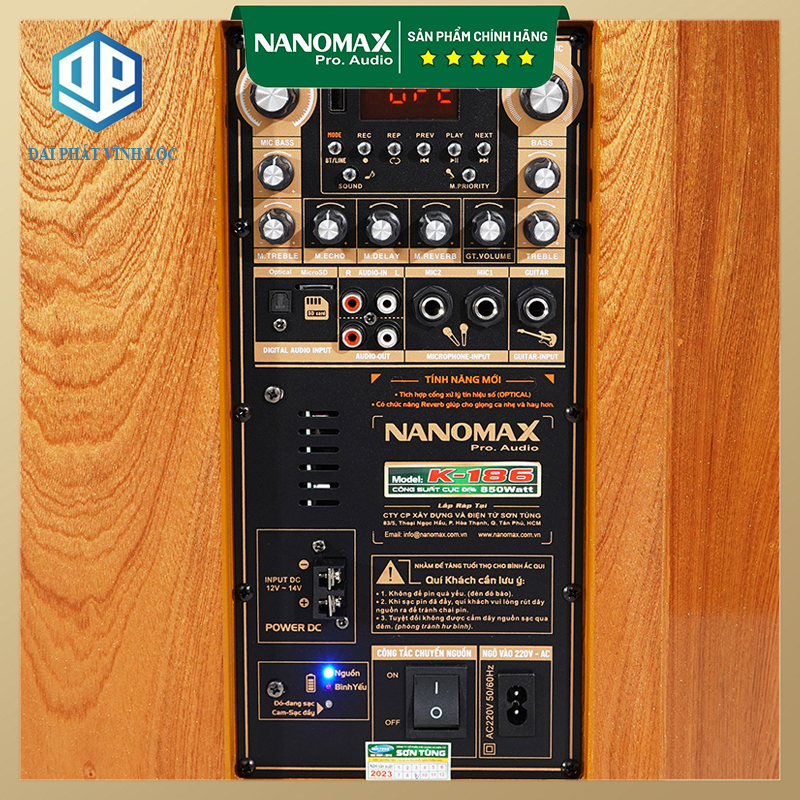 Loa Kéo Karaoke Công Suất Lớn 850w Nanomax K-186 Bass 40cm Tặng Kèm Cặp Micro Hát Karaoke Cao Cấp | Loa Kéo Giá Rẻ