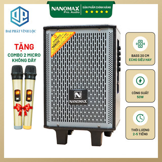 Loa kéo karaoke mini bluetooth nanomax s-8c bass 2 tấc 20cm công suất 50w có đọc usb thẻ nhớ