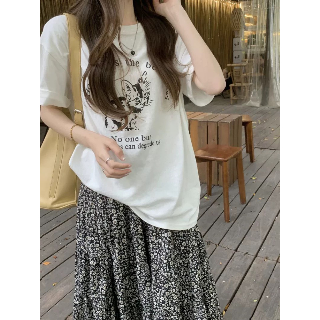 Chân váy midi dáng dài hoa bi liti Vintage nhẹ nhàng Hàn Quốc
