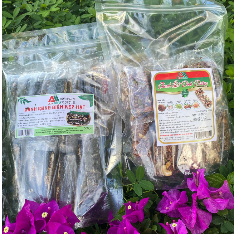 Combo rong biển kẹp hạt+ thanh gạo lứt rong biển500
